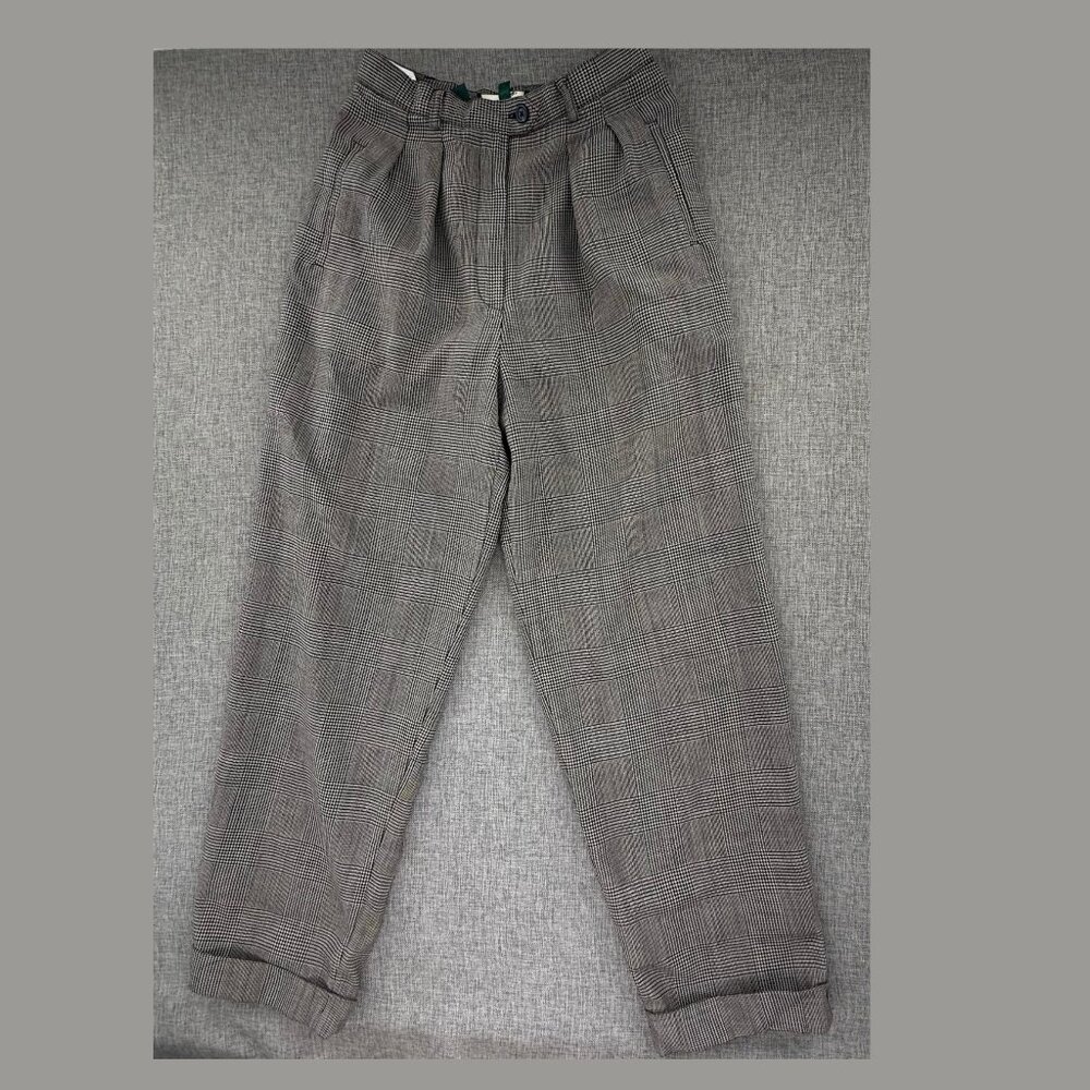 Vintage LAUREN Ralph Lauren Plaid Pants 24" Waist 6 Petite Pleated Front‎ Cuffed